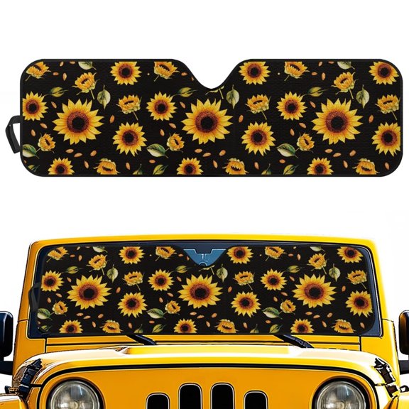 KUIFORTI Sunflower Car Windshield Sunshade Keep Car Cooler Front Windshield Shade for Sun, Heat and UV Rays Compatible with Jeep Wrangler JL JLU & Jeep Gladiator Hard-Wearing