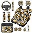 thumbnail image 1 of KUIFORTI Sunflower Cow Print Auto Seat Covers 14 Pack with Car Steering Wheel Cover Auto Center Console Pad Auto Seat Belt Cover Car Headrest Covers for Cars Sedans and SUVs, 1 of 7
