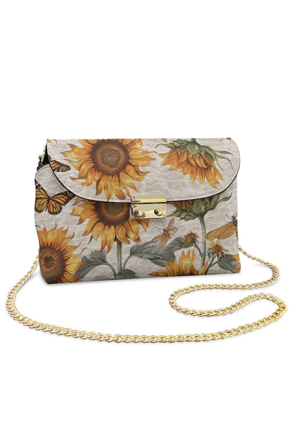Sunflower Crossbody Bags for Women Fashion Functional Lightweight Medium Shoulder Handbags Portability Purse Shoulder Bags with Chain Strap for Concerts