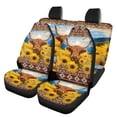 thumbnail image 1 of KUIFORTI Sunflower Highland Cow Auto Seat Covers Full Set, Front Seats and Rear Bench Cover Protector for Car Truck SUV, 4 Pack Vehicle Seat Protector Easy to Install, 1 of 7