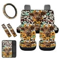 thumbnail image 1 of KUIFORTI Sunflower Highland Cow Front Seats and Rear Bench Covers for Cars Cow Spots Steering Wheel Covers Center Console Armrest Pad for Most Cars SUVs Trucks Vans Safety Belt Pads,8 Pack, 1 of 5