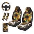 thumbnail image 1 of KUIFORTI Sunflower Leopard Print Front Car Seats Cover 6 Pieces with Car Seat Belt Cover Auto Center Console Pad Cars Steering Wheel Cover Personalized Fits Most Cars, Sedans, SUVs, 1 of 6