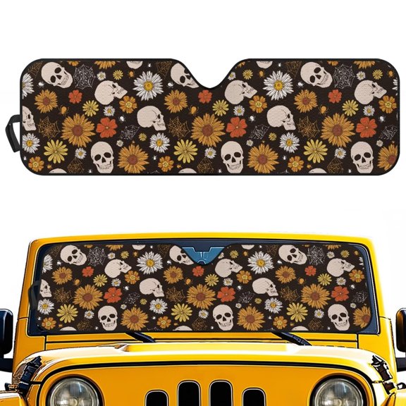 KUIFORTI Sunflower Sunshade Windshield Cover Foldable Compatible with Jeep Wrangler JL JLU & Jeep Gladiator Front Windshield Shade for Sun, Heat and UV Rays Heat Sun Shield Accessories