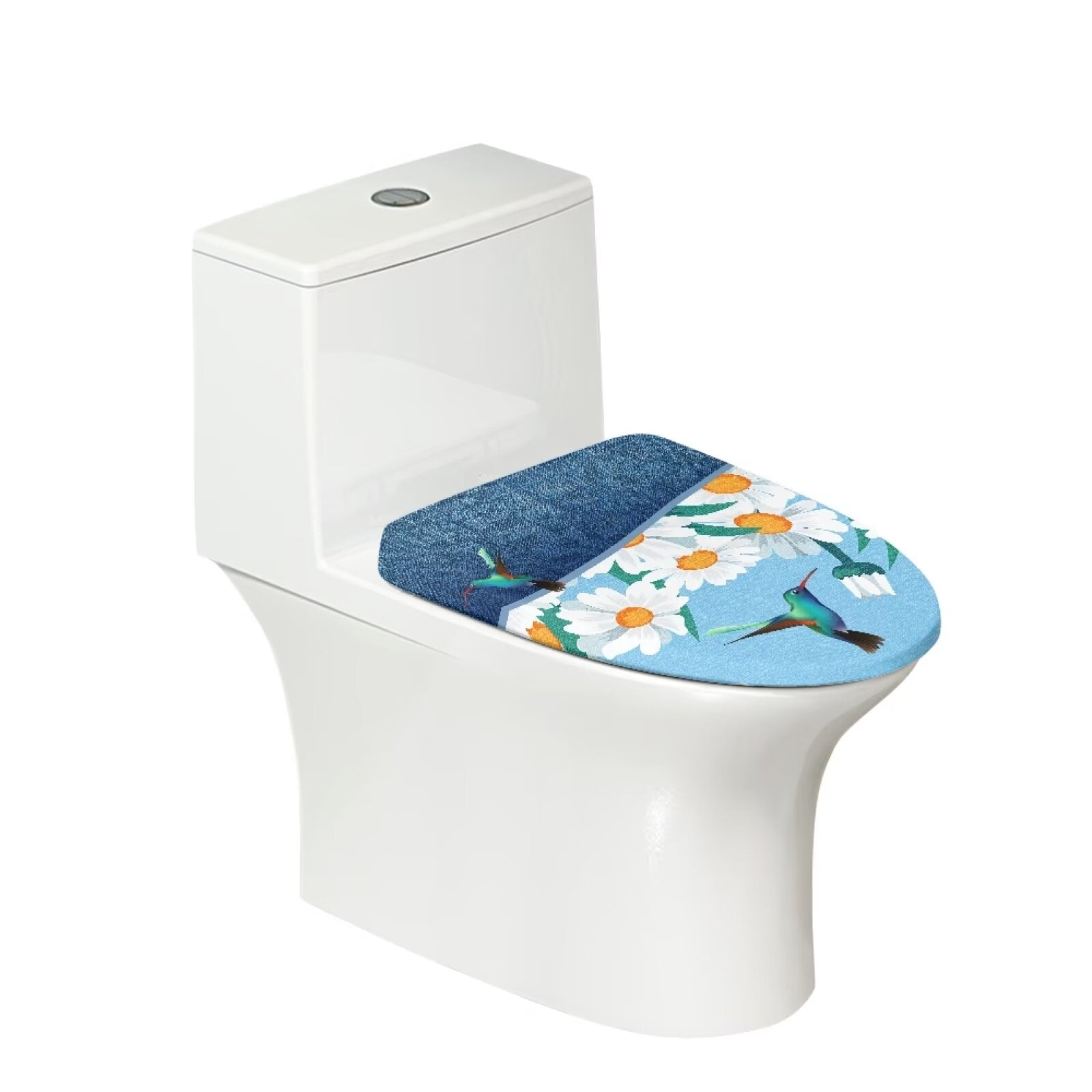 KUIFORTI Toilet Lid Cover Daisy Hummingbird Toilet Seat Cover Elongated