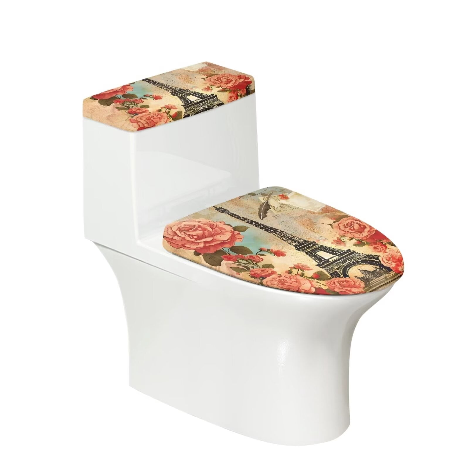 Eheartsgir Toilet Lid & Tank Cover Set — Stretch Fabric, Stain & Scratch Resistant, Bathroom Decor