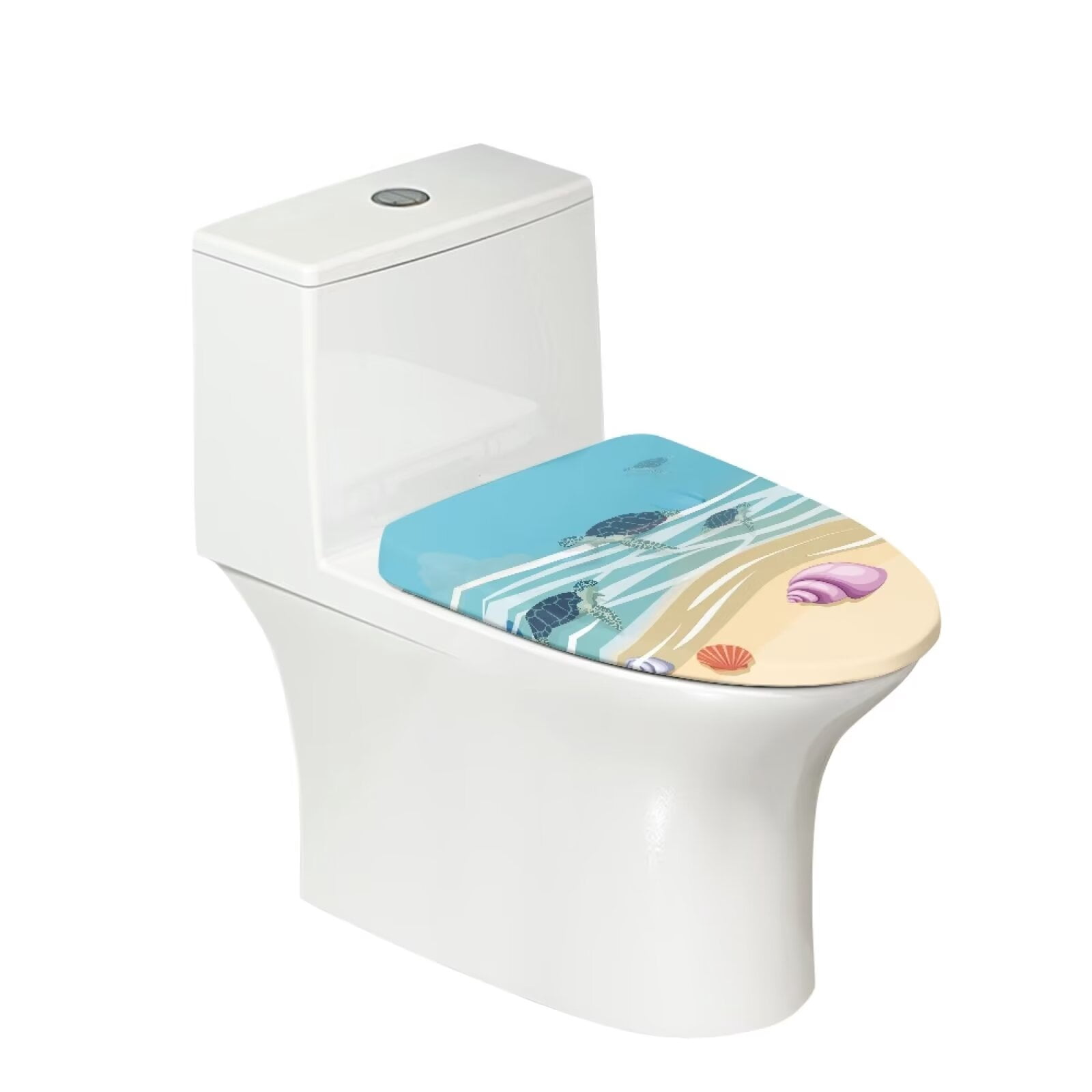 KUIFORTI Toilet Lid Seat Cover Cartoon Seashell Turtle Toilet Cover Soft Bathroom Covers Universal Fit for Standard Oblong Round Elongated Bath Room Bowl Lids