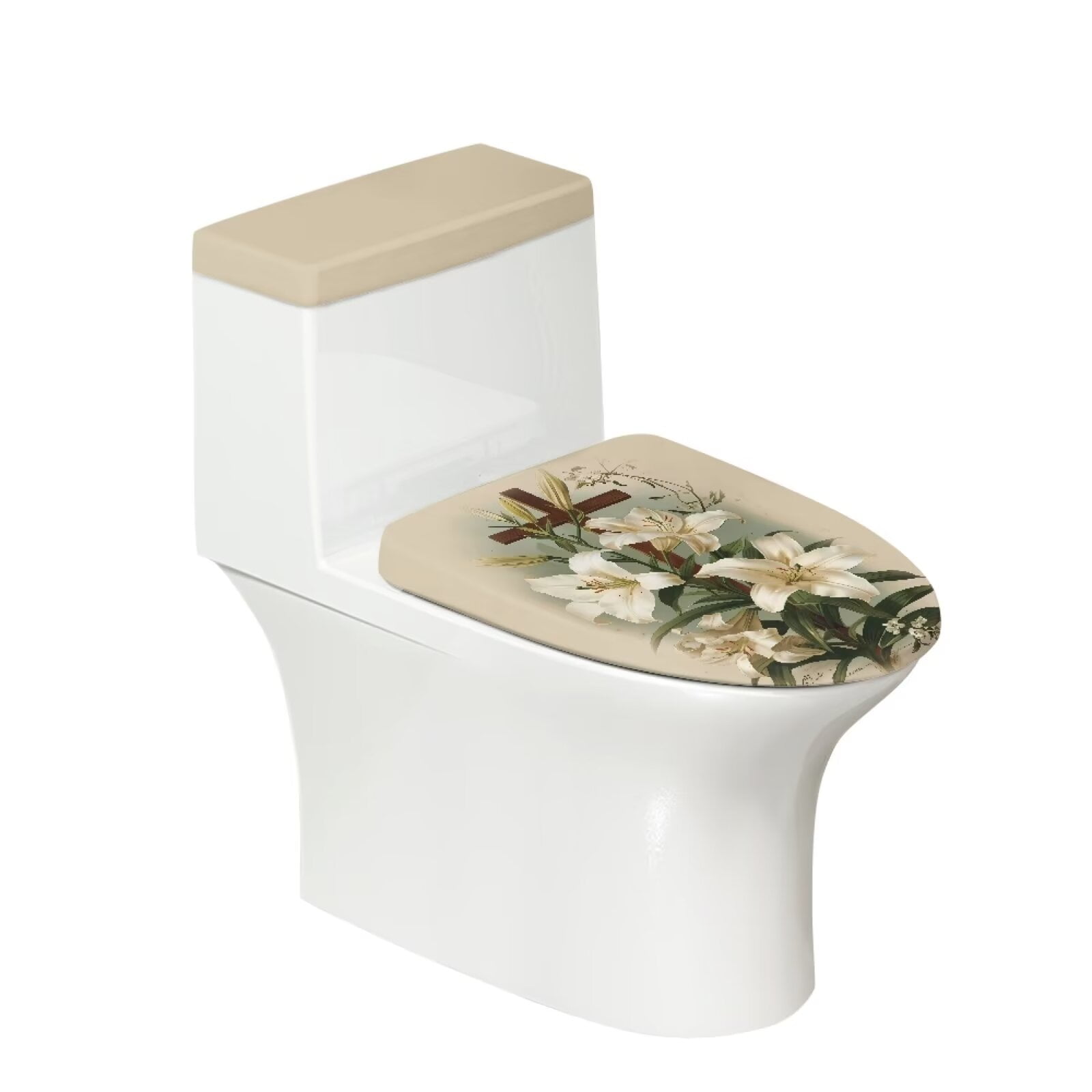 KUIFORTI Toilet Seat Cover Washable Toilet Lid Cover Vinatge Floral