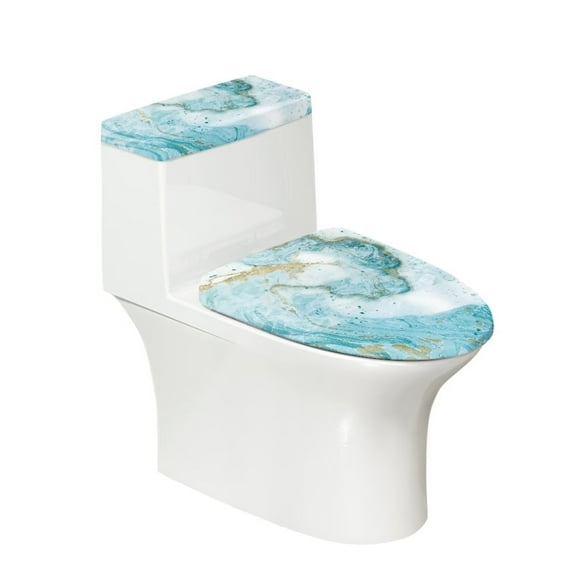 KUIFORTI Toilet Seat Covers for Bathroom Sets Marble Blue Toilet Seat Cover Toilet Cover Seat Protective Cover Toilet Tank Cover