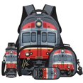 thumbnail image 1 of KUIFORTI Train Print Girls School Bag with Lunch Box Kid Backpack Set 4Pcs Bookbag Pencil Case Water Bottle Sleeve Suitable for Elementary Primary Middle School Back to School Supplies, 1 of 7