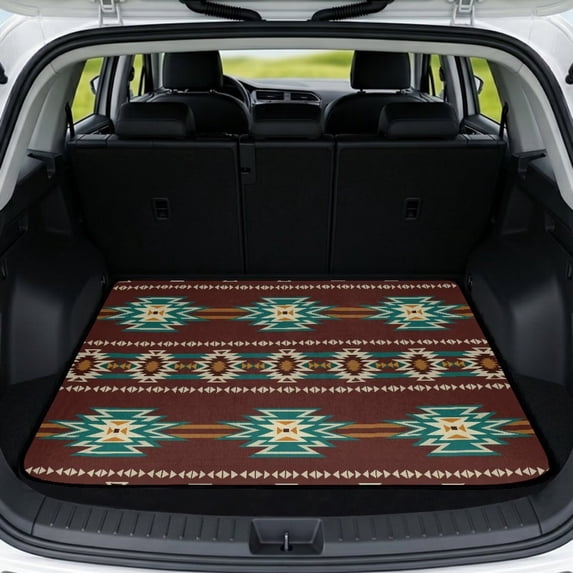 KUIFORTI Tribal Aztec Car Trunk Liner 29" x 39" All Weather Trunk Protection Cargo Liner Fits Most Cars, SUVs & Trucks Durable Cargo Mat Rear Trunk Line