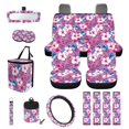 thumbnail image 1 of KUIFORTI Tropical Flowers Car Seat Cover Set Easy Installation Set 15 Pcs Car Accessories Full Set for Women Men Rear View Mirror Cover Non Slip Elastic Fabrics Fit Car SUV Auto, 1 of 7