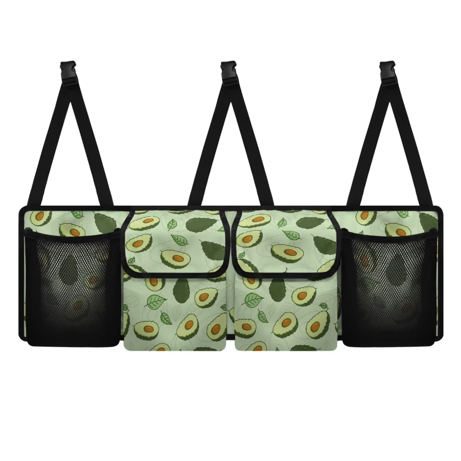 KUIFORTI Trunk Organizer for Car Women Green Avocado Backseat Car Organizer(37.01"*11.8"), Adjustable Car Back Seat Organizer with 4 Pockets, Oxford Cloth Car Organizers Storage Bag for SUV/MPV/Truck