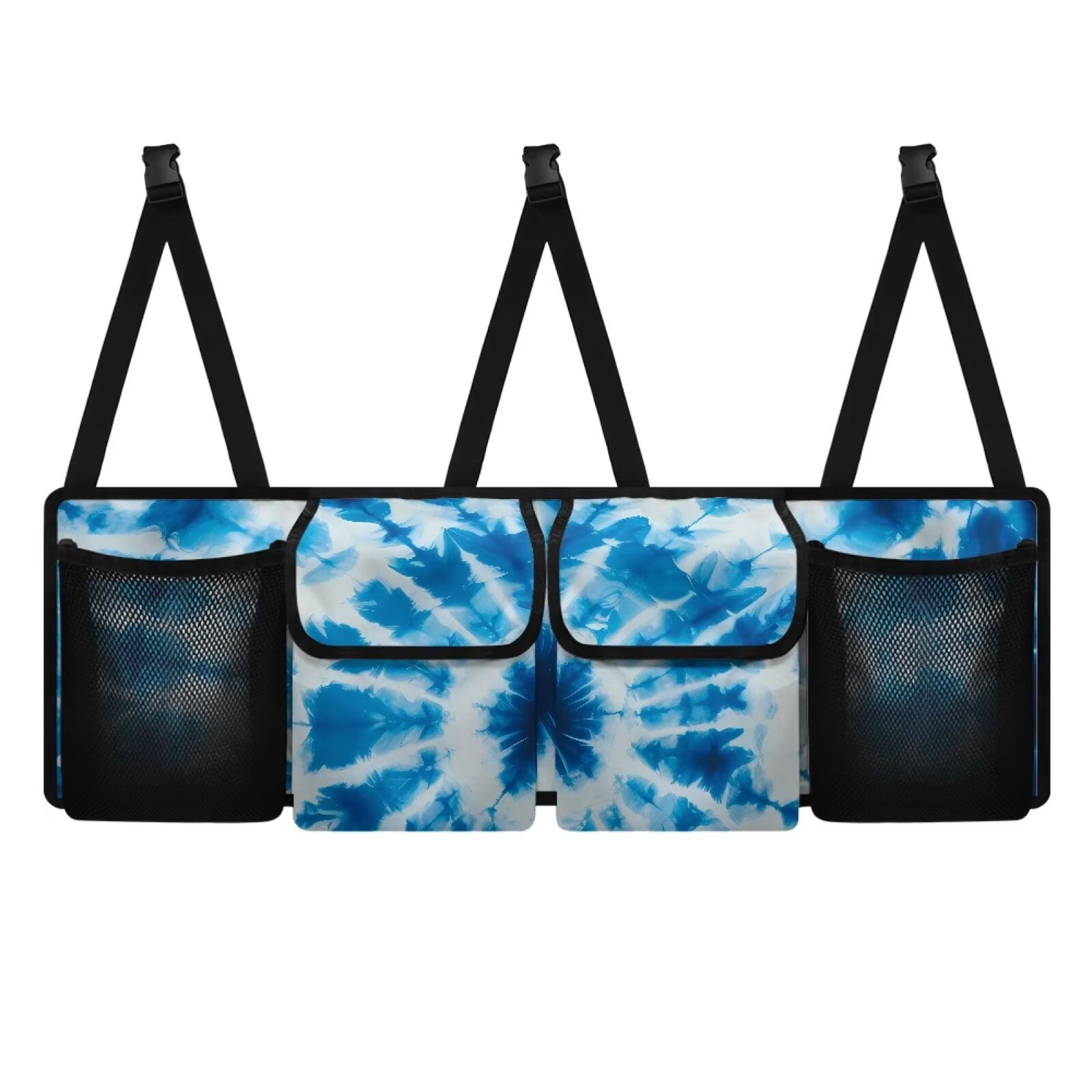 KUIFORTI Trunk Organizer for SUV Trunk Organizers and Storage, It Easy to Find Things, Blue Tie Dye Car Accessories Space-Saving Backseat Car Organizer with Adjustable Straps