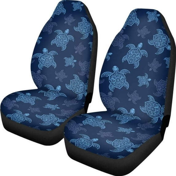 KUIFORTI Turtle Car Seat Covers Front Seat Only,2 Pieces Universal Elastic High Bucket Seat Covers for Car Front Seat,Universal Seat Protector Covers for Cars SUV Trucks, Blue