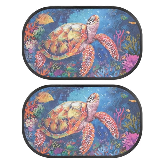 KUIFORTI Turtle Car Window Shade 2 Pack Cling Sunshade for Car Windows, Baby Side Window Car Sun Shades for Blocking Sun Glare, UV Rays