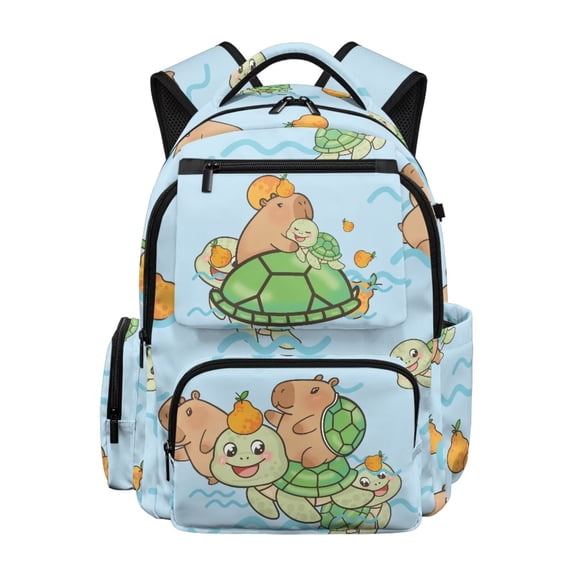 KUIFORTI Turtle Sea Kids Bookbag 17 Inch Backpack Durable Comfortable Outdoor Teen Boys Bookbag with Side Pockets for Elementary and Middle School Daily Use