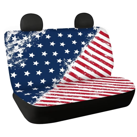 KUIFORTI USA Flag Car Seat Cover for Cars for Men and Women Rear Bench Seat Covers for Truck SUV Van Universal Fit Car Accessories Saddle Blanket Seat Protectors 2 Pack Set