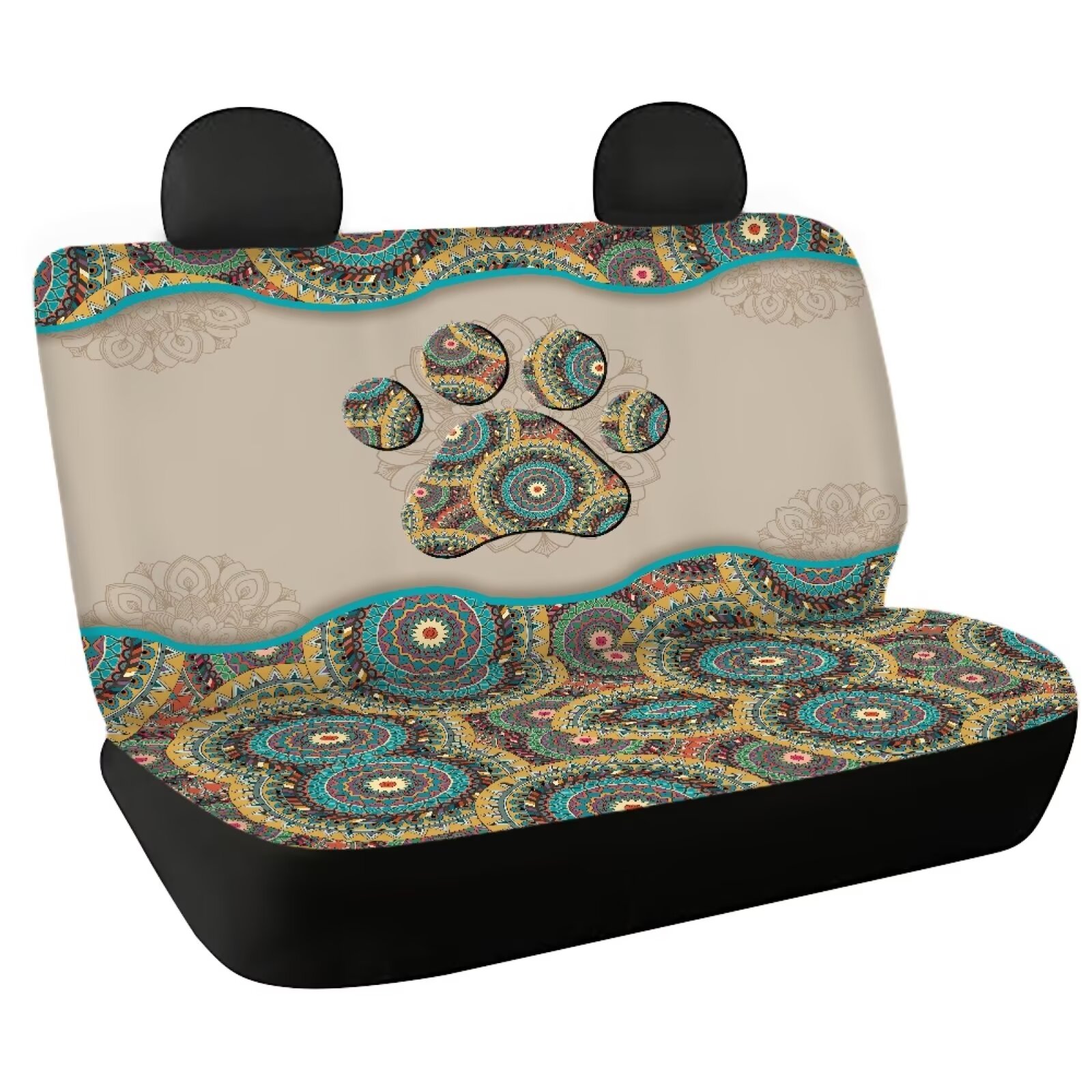 KUIFORTI Universal Bench Seat Cover Aztec Paw Print Seat Covers for ...