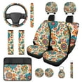 thumbnail image 1 of KUIFORTI Vintage Flower Auto Seat Covers Full Set 14 Pcs with Auto Center Console Pad Car Steering Wheel Cover Car Headrest Covers Auto Seat Belt Cover for Cars SUV Sedans, 1 of 7