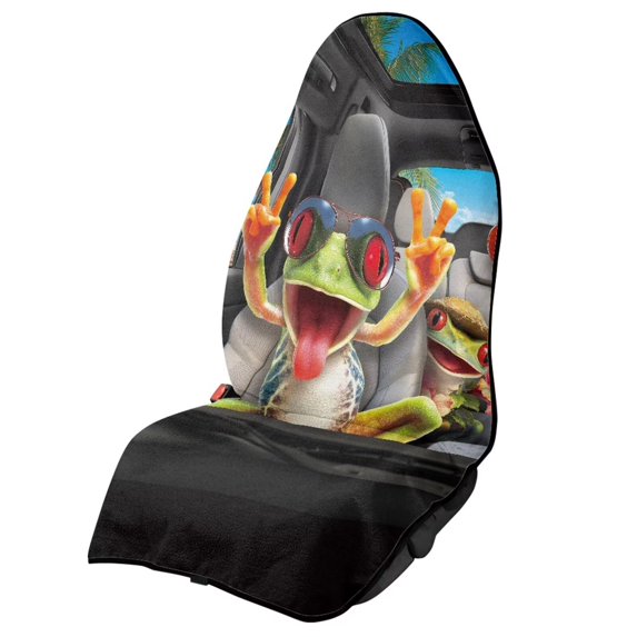 KUIFORTI Waterproof Car Seat Cover Towel, Sweat Protection for Gym, Workout, Swimming and Hiking, Fun Frog Print, Universal Fit for Cars, SUVs, Trucks