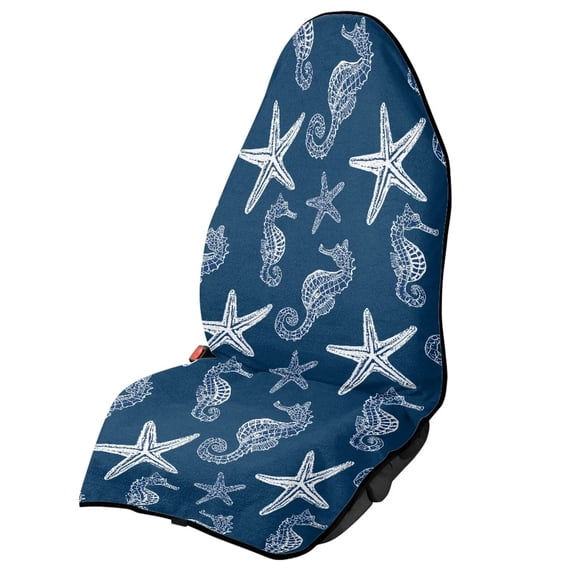 KUIFORTI Waterproof Non-Slip Car Seat Cover Towel - Starfish Print Elastic Seat Protector for Gym Workouts and Beach Trips, Universal Fit for Cars, SUVs and Trucks