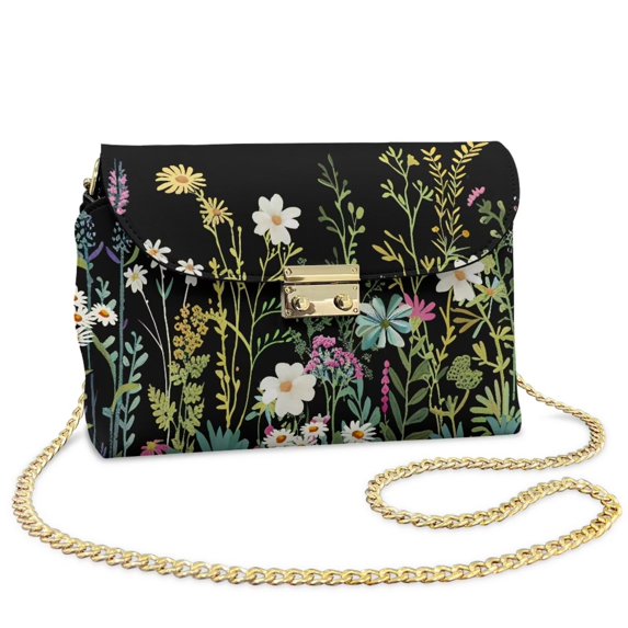 KUIFORTI White Flower Small Crossbody Bag Trendy Durable Medium Flap Crossbody Handbag with Chain Strap Functional Shoulder Bag for Women for Work Shopping