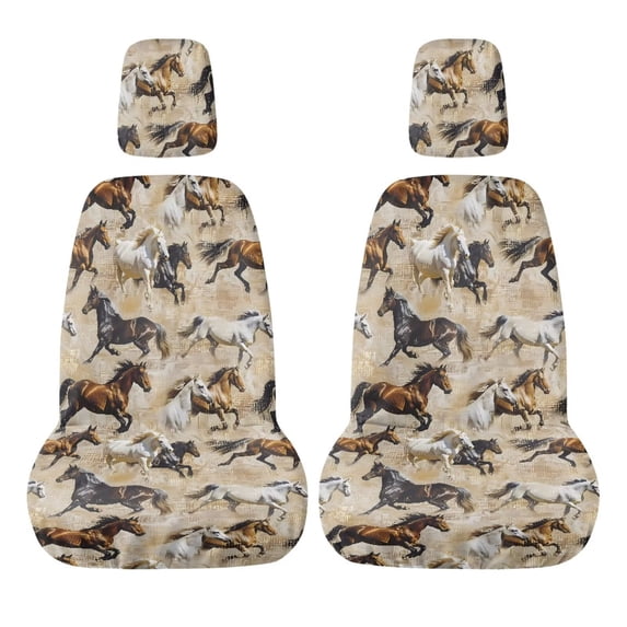 KUIFORTI White Horse UTV Seat Covers Seats Cover with Headrest Covers Comfortable Waterproof Rhino UTV Accessories Compatible with Yamaha Rhino 700 660 450 2004-2021