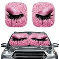 thumbnail image 1 of KUIFORTI Windshield Sun Shade 2-Piece Foldable Car Front Window Sunshade Pink Eyes Sunshade for Block UV Rays & Sun Heat Protection, 1 of 5