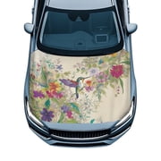 KUIFORTIHummingbird Floral Car Hood Cover- All-Weather Protection, Hard-Wearing Car Hood Cover Protector, Fits Most Sedans, SUVs, Trucks, Premium Fade-Resistant Auto Exterior Accessory