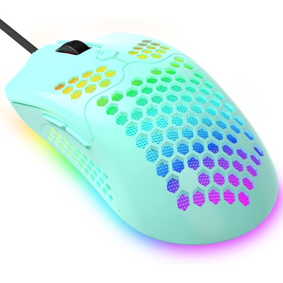 KUIYN 383 PRO M5 Ultralight Wired Gaming Mouse, Lightweight Honeycomb Shell, Pixart PAW3325, 6 Adjustable DPI 12000, 26 RGB Breathing Backlit Mice, 65g, USB Optical Model O Mice for Win11/Xbox/PS/Mac