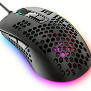 KUIYN 383 Ultralight Honeycomb Shell Wired Optical Gaming Mouse,RGB Backlit for Win10/Xbox/PS4/PS5/Mac Black