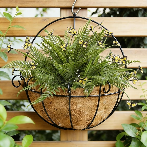 KUKIDSVO 16.54in Artificial Flower Persian Leaf 5 Pack, Fake Greenery Butterfly Bouquet, Living Room Vase Decor(Yellow)