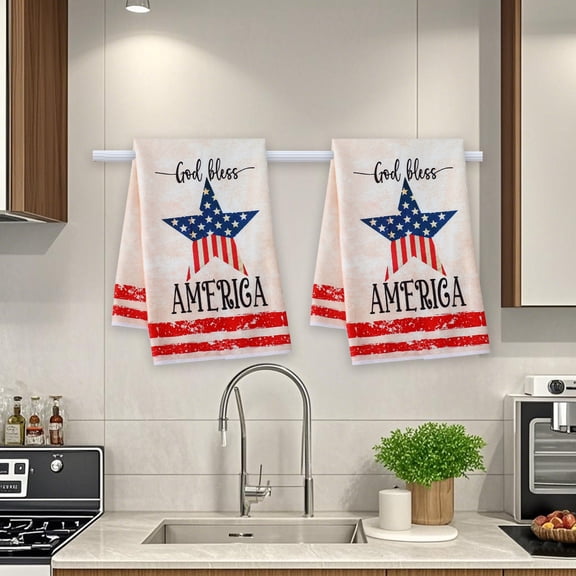 KUKIDSVO 17.72x27.56 Inch Independence Day Towel, Kitchen Dish Towel, Patriotic Rag, For Kitchen Bathroom Daily Use(A)