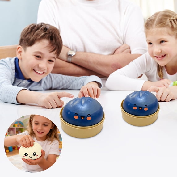 KUKIDSVO Big Bun Toy, Soft Stress Relief with Basket, Sensory Fidget Toy for Kids Adults Home Office(G)