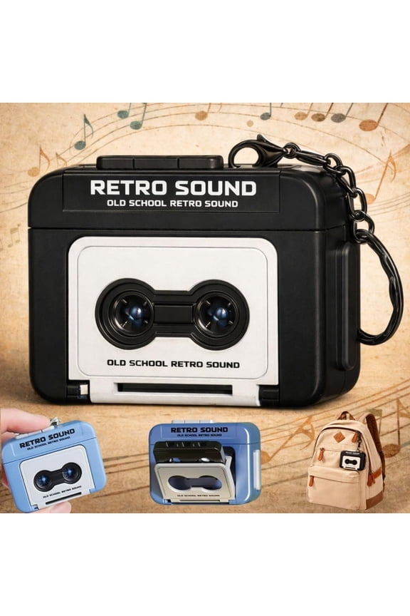 Mini Cassette Player, Portable Cassette Recorder, Retro Audio Keychain for Travel Daily Carry(B)