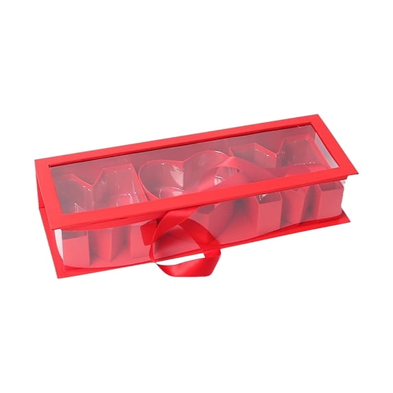 KUKIDSVO Rectangular Window Flower Gift Box, Floral Packaging Box, Wedding Souvenir Box for Mother's Day Gift Home Decor Florist Bouquet Packaging Festival Decoration (1 Pack, Red)