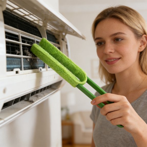 KUKIDSVO Vent Gap Cleaning Brush 8.66x1.57in, Double Side Blind Duster, Washable Tool for Fan Blinds Keyboard Car Interior (1 Pack)