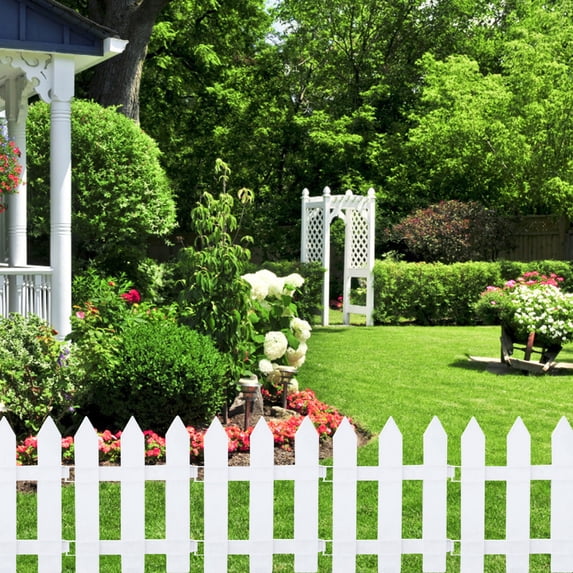 KUKIDSVO White Plastic Picket Fence, Modular PVC Garden Border, 11.8x7.9in Decorative Fencing for Outdoor Yard Patio Vegetable Garden Landscaping