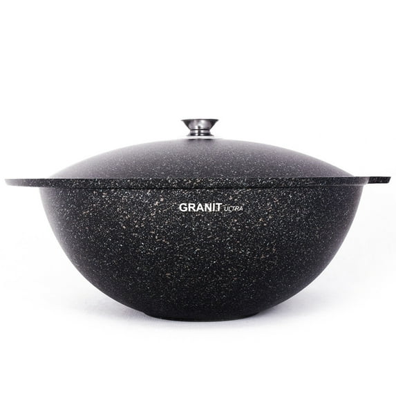 KUKMARA Aluminum Cookware Nonstick Coating Frying Pan Kazan for Making Pilaf with Glass Lid 7.4-qt. (7 L)