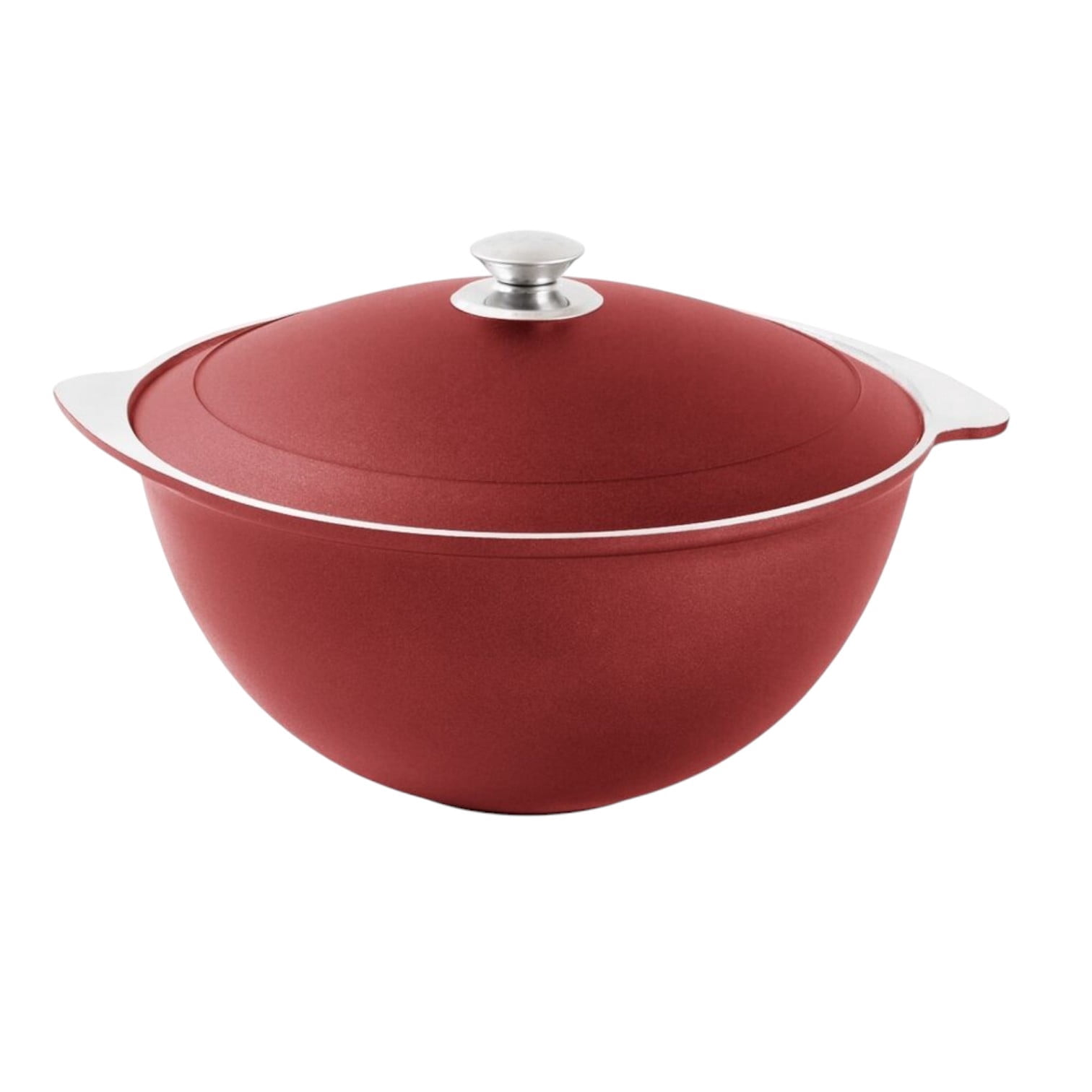 KUKMARA Cast Aluminum Asian Cauldron with Lid 12.7 Qt (12 L) Aluminum Kazan for Making Pilaf Dutch Oven Pot Camping Cookware Kitchen Pot Aluminum Caldero, Red