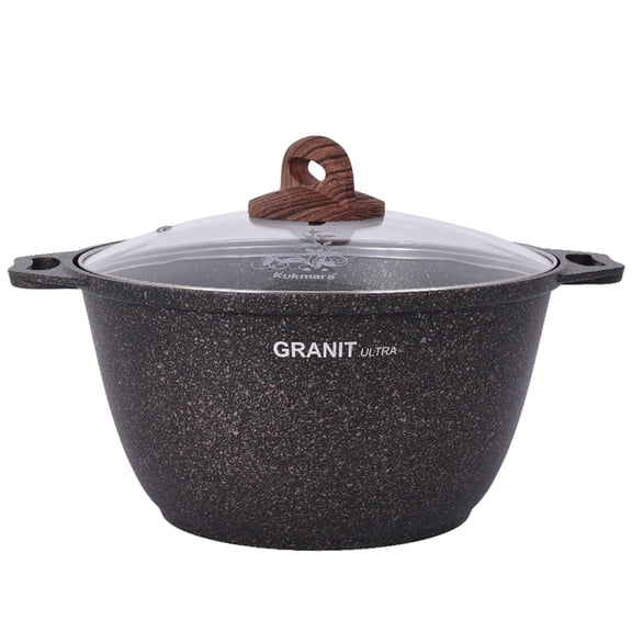 KUKMARA Cooking Pot Aluminum Pot with Glass Lid"Granit ultra" Cookware Kitchen Pot (8.5-qt. (8 L))