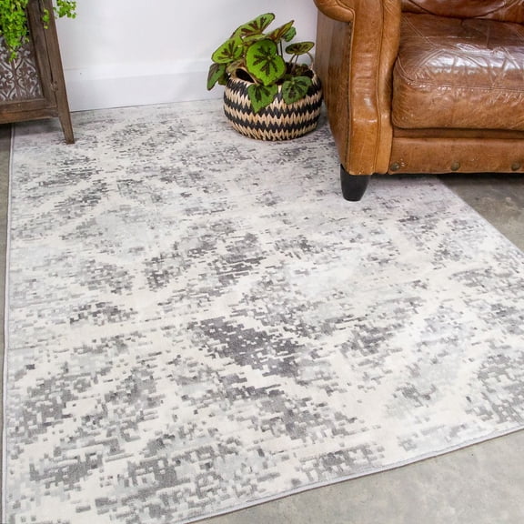 KUKOON Distressed Grey Vintage Area Rug