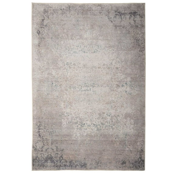KUKOON Distressed Grey Washable & Non Slip Area Rug
