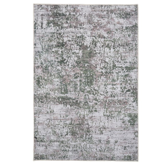 KUKOON Earthy Green Washable & Non Slip Abstract Area Rug