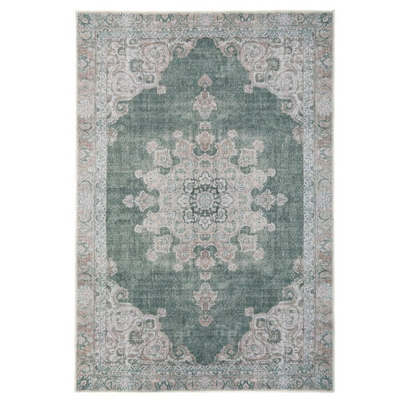 KUKOON Green Washable & Non Slip Traditional Area Rug