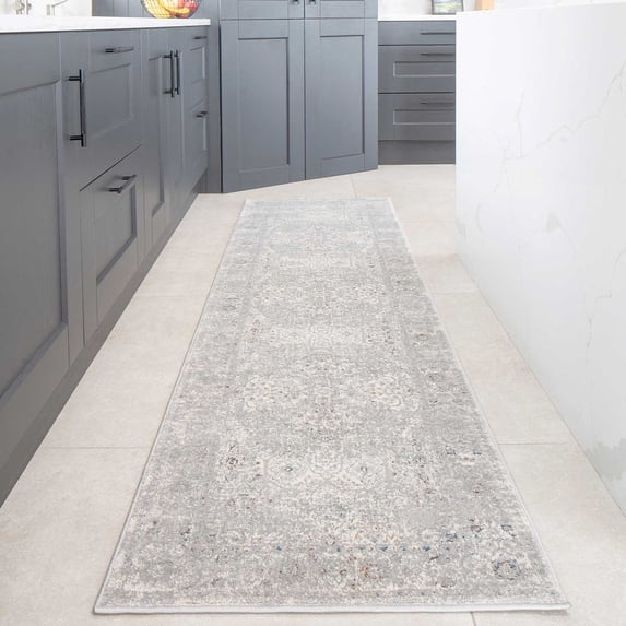 KUKOON Grey Vintage Distressed Living Room Area Rug