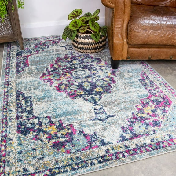 KUKOON Vibrant Multicolor Traditional Mandala Living Area Rug