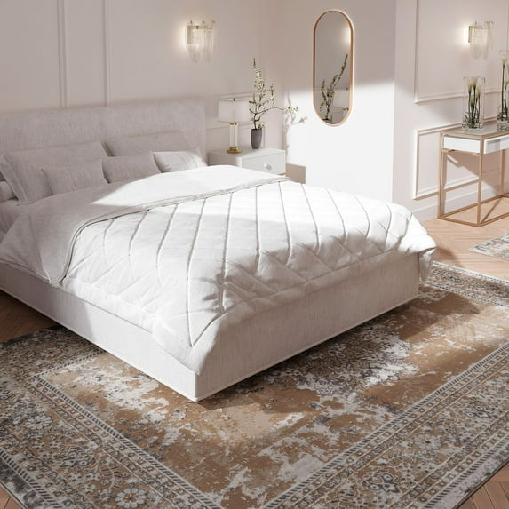 KUKOON Vintage Beige Medallion Distressed Area Rug