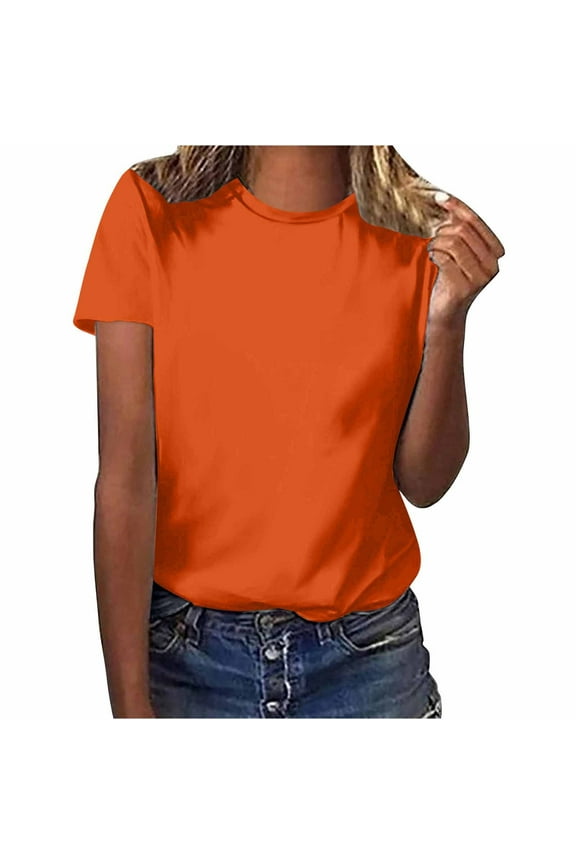 Women T Shirts Short Sleeve Loose Fit Basic Tees Summer Crew Neck Workout T-shirts