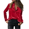 thumbnail image 1 of KUKOOSONG Womens Button Down Shirts Winter Velvet Long Sleeve Casual Pocket Tops Shirts, 1 of 4